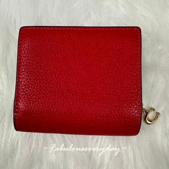 Coach Snap Wallet In Leather/Gold/True Red C2862 NWT - Picture 2 of 6